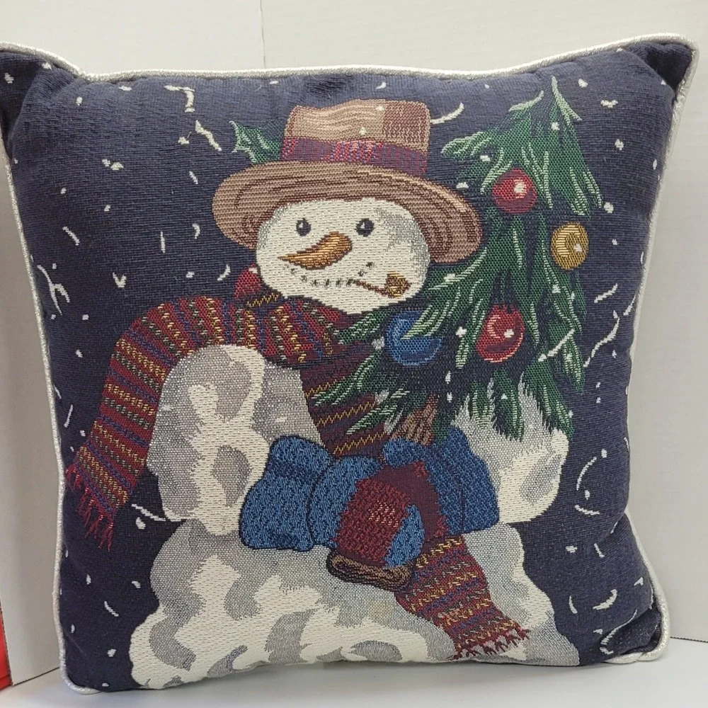 Madison Landing Snowman Needlepoint pillow 17 x 17 inches‎